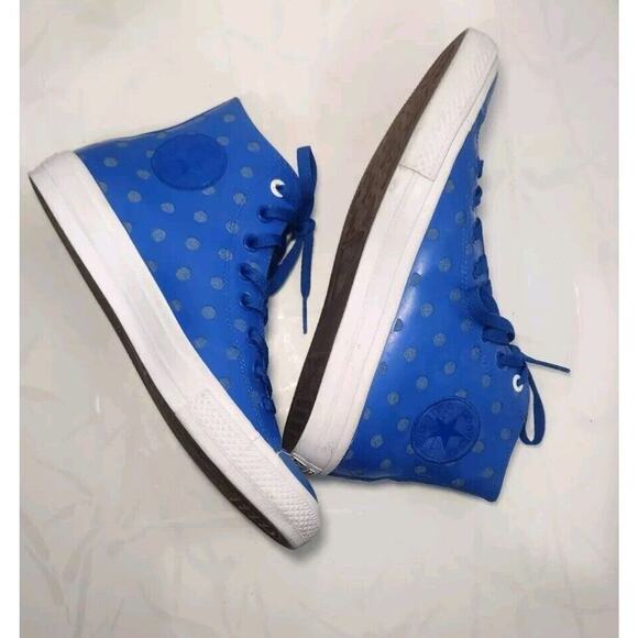 Converse Lunarlon Hi Top Mens 8.5 W 10.5 1Blue Polka Dot Shoes Chuck Taylor 2 - Picture 5 of 12